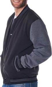 Blouson universitaire unisexe classique style Letterman, coupe bomber de baseball, en laine épaisse avec empiècements patchwork sur le devant, vêtement d'extérieur streetwear élégant - Product Image 4