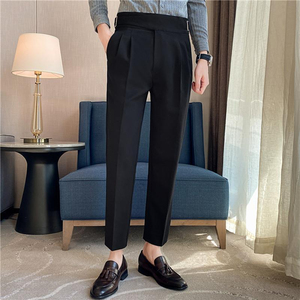 Pantalones de Vestir Formales Plisados de Cintura Alta para Hombre, Corte Regular, Color Negro, Pantalones de Alta Calidad para Hombre a Precio Económico, OEM Personalizado - Product Image 6