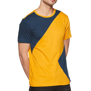เสื้อยืดแขนสั้นผู้ชาย คอโอ ทรงลำลอง ดีไซน์เรียบง่าย สีเหลืองกรมท่า - Product Image 1