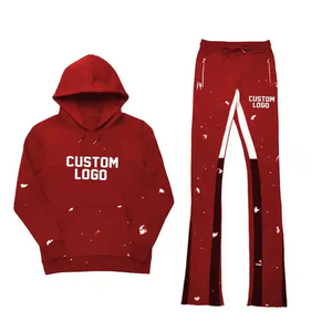 Men Tracksuit <b>Workout</b> Outfit Set <b>Hoodie</b> And Jogger Pants Slim Fit Cotton Blend Breathable Fabric Gym Fitness Comfortable For Men - Product Image 1