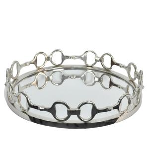 <b>Mirror</b> Polish Round <b>Mirror</b> <b>Tray</b> With Horse Bit Border Design Decorative Fruits <b>Trays</b> Dinning Table Setting - Product Image 2