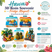 Aimant de réfrigérateur personnalisé Hawaï en résine 3D, souvenir Aloha, plage tropicale, autocollant pour réfrigérateur, décoration de cuisine, cadeau