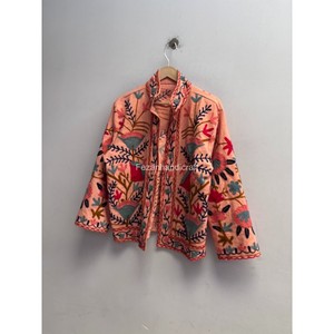 Indian Suzani Cotton Jacket Handmade Winter Unisex Jacket Uzbek Embroidery Jacket Women's Casual Jacket <b>Coat</b> - Product Image 4