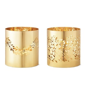 Lot de 2 lanternes porte-bougies rondes dorées, design tendance, pour décoration intérieure, taille personnalisable – Vente flash - Product Image 2