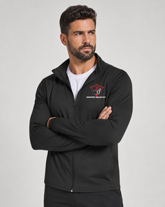 Chaqueta Deportiva Negra con Cierre para Hombre, Corte Regular, Color Sólido, Transpirable, de Poliéster Tejido, Estilo Casual Otoñal, con Logotipo Frontal - Product Image 2