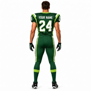 Maillot de football américain vert pour homme, col en V, manches courtes, rembourré, anti-humidité, toutes saisons, 100 % polyester, personnalisable - Product Image 3