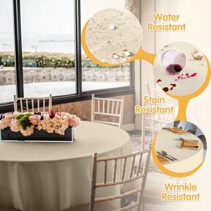 Set di 6 Tovaglie Beige in Lino e Poliestere da 70 Pollici, Lavabili, Modello C con Pendenza 8-20', Adatte per Tavoli da 30' 54' o Circolari - Product Image 3