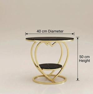 Modern Round Console <b>Table</b> with <b>Marble</b> <b>Top</b> and Brass Pedestal Base for Living Room Furniture - Product Image 3
