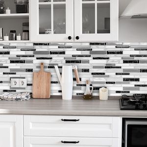 Autocollants muraux classiques 10 pièces 10 pouces x 10 pouces pour la rénovation de cuisine, chambre et salle de bain, carreaux adhésifs pour la décoration de la maison Waassic C - Product Image 1