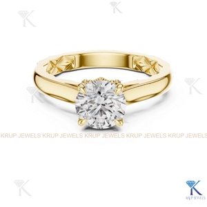 Anillo de compromiso de oro de 14K y 18K con banda acolchada, diamante CVD HPHT cultivado en laboratorio, halo oculto y milgrain, venta al por mayor, directo de fábrica OEM - Product Image 2