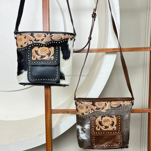 Nouveau sac à bandoulière en cuir de vachette fait main sur mesure 2025, vente en gros, pour femmes, sac messager western clouté - Product Image 5