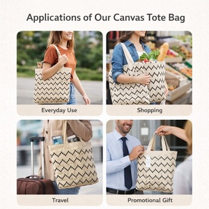 Cotton <b>Canvas</b> Biodegradable Reusable Eco-Friendly Patch Handle Shopping Sack Carry Bag Customizable Colors Silk Screen Printed - Product Image 4