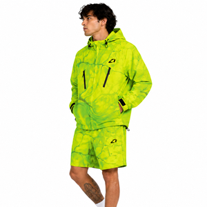 Nouveaux ensembles de sweats à capuche et coupe-vent pour hommes avec imprimé marbré néon personnalisé, et shorts, vêtements de sport légers pour l'extérieur, fourniture OEM en gros - Product Image 5