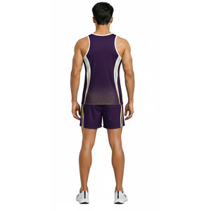 Tenue d'athlétisme légère 2 pièces sans manches personnalisée pour hommes, uniforme d'équipe de course et de terrain OEM ODM - Product Image 5
