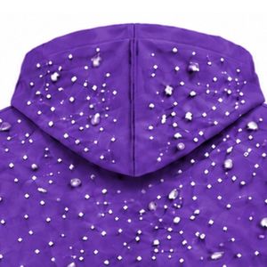 Sudadera con capucha y cremallera Deep Purple Pearl, con cristales brillantes, estilo streetwear, manga larga, con bolsillo frontal - Product Image 4