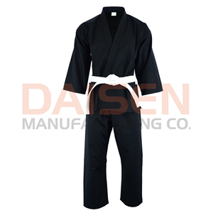 Kimono de karaté noir unisexe pour adulte, 100 % coton, tenue d'arts martiaux durable, coupe classique, ceinture blanche incluse - Product Image 4