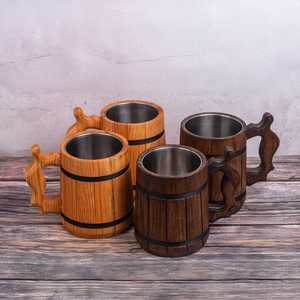 แก้วกาแฟเบียร์ไม้ทำมือตกแต่งสไตล์ญี่ปุ่น ไม้ธรรมชาติ เป็นมิตรกับสิ่งแวดล้อม ของขวัญ - Product Image 1