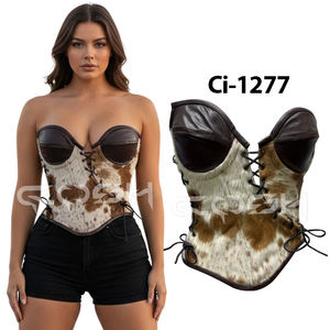 Fabricante de Corsés de Cuero con Pelo de Vaca, Hechos a Mano |   Corsé Bustier de Cuero Marrón Premium - Product Image 6