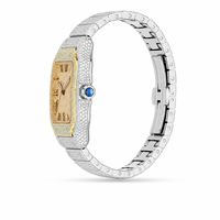 Reloj de Lujo para Hombre, Dos Tonos, Completamente Cubierto de Moissanita, Esfera Romana de Acero Inoxidable, Cuarzo
