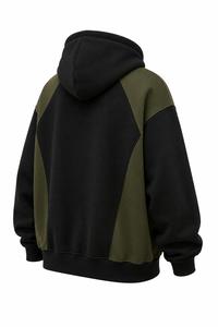 Sweat-shirt à capuche en molleton pour homme, color-block, manches raglan, coupe classique, décontracté, hiver, 100% coton tricoté, vente en gros ODM - Product Image 2