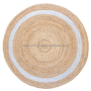 Tapis de jute rond tressé à la main portable Tapis de jute naturel tressé à la main luxueux avec différents designs et formes d'Inde - Product Image 1