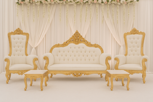 Maharaja Style Modern Treated Wood Wedding <b>Sofa</b> Set for Hindu Weddings Royal Indian Wedding Stage Decor - Product Image 5