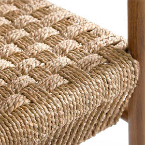 Fauteuil moderne en teck massif avec assise et dossier en corde tressée à la main, finition naturelle pour restaurant, café, hôtel et extérieur - Product Image 6