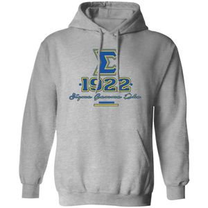 Sudadera con Capucha Gris con Letras Sigma Gamma Rho Serigrafiadas para Mujer, Sudadera de Sororidad Griega, Manga Larga, Ropa Universitaria Personalizada - Product Image 1