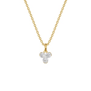 Collier pendentif en or plaqué avec trois pierres de diamant, chaîne à maillons, bijoux floraux pour femmes - Product Image 3