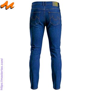 Jeans de mezclilla para hombre, corte ajustado, lavado claro, cintura media, transpirables, básicos, con cinco bolsillos. - Product Image 3