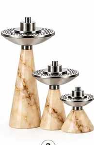 Brûleur à bakhoor conique orange moderne, mabkhara arabe de luxe en métal perforé, porte-encens oud pour la décoration intérieure - Product Image 2