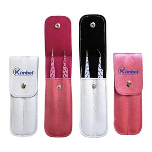 Juego de Pinzas para Extensión de Pestañas con Punta Recta y Curva, Mango con Diseño Impreso de Pestañas - Product Image 1