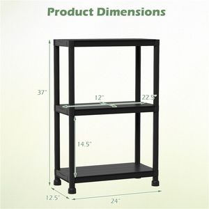 Scaffale di Stoccaggio per Garage a 3 Ripiani in Materiale PP Nero, Capacità 100 Libbre per Ripiano, Montaggio Senza Attrezzi - Product Image 4