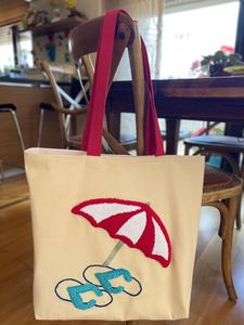 Bolsa de Mano de Lona Resistente y Ligera para Viaje, Estilo Concha de Perla, con Parte Superior Abierta, para Playa, Compras, Uso Diario - Product Image 3