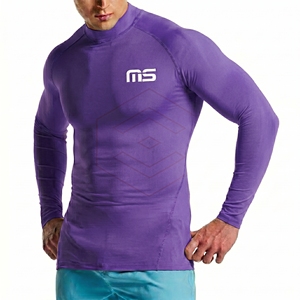 Custom Logo Men's Long Sleeve <b>Compression</b> Rash Guard Quick Dry Front Logo Gray Full Sleeve Sport Top - Product Image 5