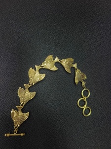 Handmade Brass Koi Fish Link Bracelet | Gold Tone Lucky Fish <b>Charm</b> Chain Bracelet | Bohemian Nautical Statement Jewelry Supplier - Product Image 2