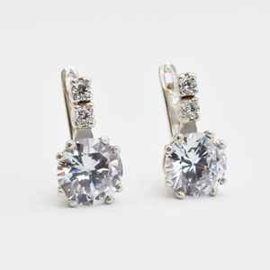 Pendientes Colgantes Vintage con Diamante Redondo de Moissanita y Plata 925, Joyería Fina Solitaria para Compromiso, Regalo para Mujer - Product Image 6