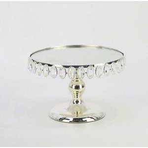 Support à gâteau classique et élégant en métal pour la décoration de table de dessert de mariage avec piédestal décoratif et plateau rond - Product Image 5