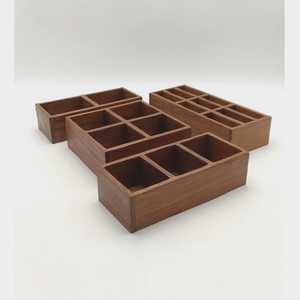 Teak Wooden Box with Compartments | Handmade Teak Organizer | <b>Storage</b> Box with Lids | Rustic Home Decor Herb & <b>Spice</b> Tools - Product Image 4