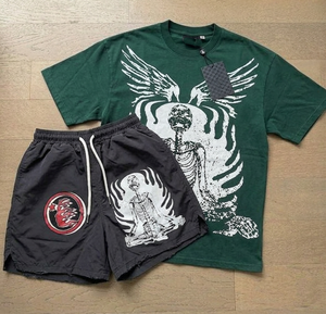 Custom Plus Size Heavyweight Cropped Oversized Two Piece Set Cotton Sports Wear T-shirt and Short Set Men's Sets - Product Image 1