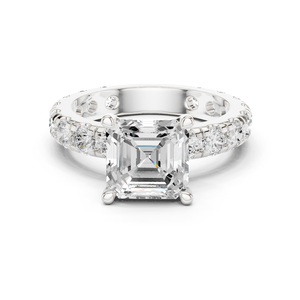 Elegant Design Asscher Cut Lab Grown Diamond <b>Ring</b> <b>Crafted</b> From 14K White Gold GRA Certified Wedding Jewelry For Women Gift - Product Image 1