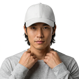 White 6-Panel Baseball Cap Unisex Adjustable Fitted Solid Color Twill Fabric Casual Style Adult Hat - Product Image 3