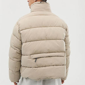 Compre una nueva chaqueta de plumón personalizada a la moda, abrigo cortavientos de invierno, chaqueta de plumón beige para hombre - Product Image 2