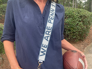 Penn State Beaded <b>Hook</b> Bag Strap White Navy Letter Shoulder Custom Purse Handle <b>Game</b> Day Crossbody Replacement Accessory - Product Image 2