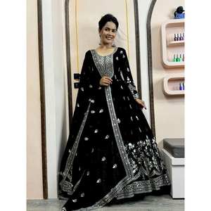 ชุด anarkali ที่สวยงามพร้อม dupatta สำหรับงานปาร์ตี้และงานแต่งงาน - Product Image 3