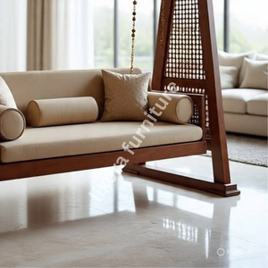 Lixora Balançoire d'intérieur en bois massif artisanale de luxe, sculptée, style Maharaja Jhoola pour salon - Product Image 5