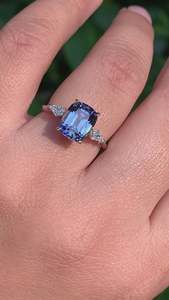 Cushion Cut Sapphire Ring Prong Setting Women's Engagement Classic Gemstone Ring IGI Certified - Product Image 2