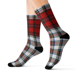 Calcetines a cuadros rojos unisex personalizados al por mayor, calcetines clásicos con estampado Royal Stewart, transpirables, de caña media, los más vendidos - Product Image 2