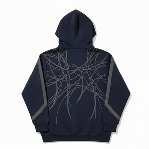 Sudadera con capucha al por mayor para hombre, con gráfico de diamantes de imitación, estilo Y2K, diseño de telaraña, de forro polar grueso, tipo chándal - Product Image 3