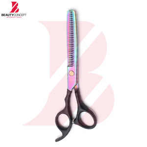 Ciseaux à cheveux multi-couleurs avec manche en plastique noir, ciseaux professionnels pour coiffeurs - Product Image 4